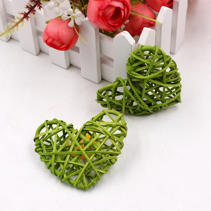 5 ชิ้น 6 เซนติเมตรฟางประดิษฐ์ DIY ตกแต่งหวายหัวใจคริสต์มาสตกแต่งบ้านเครื่องประดับ