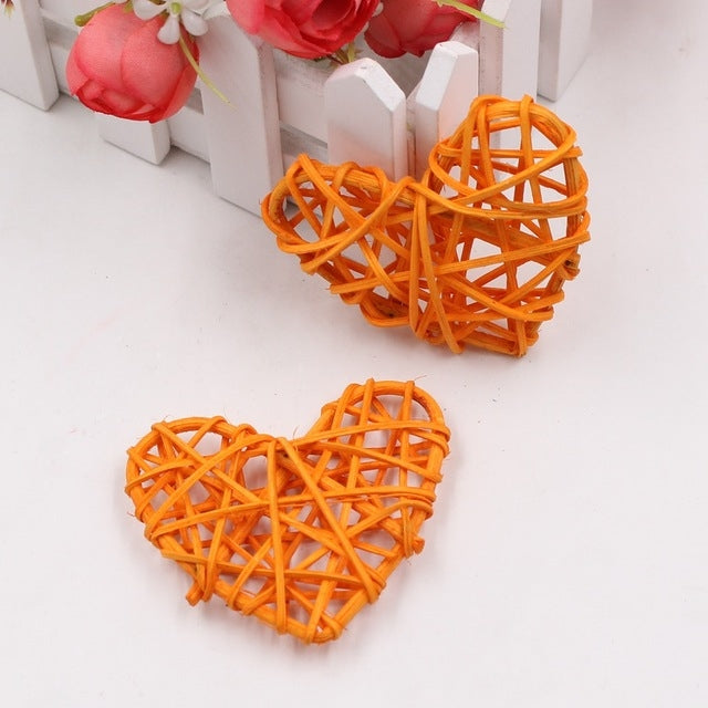 5 ชิ้น 6 เซนติเมตรฟางประดิษฐ์ DIY ตกแต่งหวายหัวใจคริสต์มาสตกแต่งบ้านเครื่องประดับ