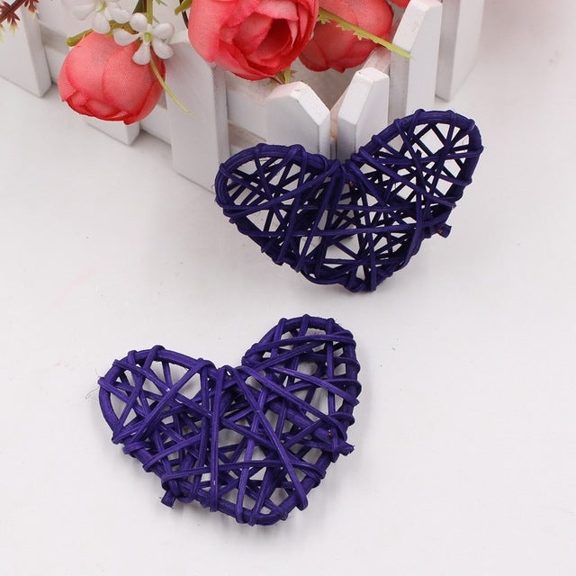 5 ชิ้น 6 เซนติเมตรฟางประดิษฐ์ DIY ตกแต่งหวายหัวใจคริสต์มาสตกแต่งบ้านเครื่องประดับ