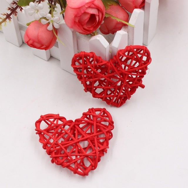 5 ชิ้น 6 เซนติเมตรฟางประดิษฐ์ DIY ตกแต่งหวายหัวใจคริสต์มาสตกแต่งบ้านเครื่องประดับ
