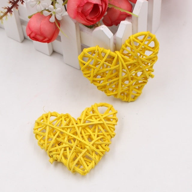 5 ชิ้น 6 เซนติเมตรฟางประดิษฐ์ DIY ตกแต่งหวายหัวใจคริสต์มาสตกแต่งบ้านเครื่องประดับ