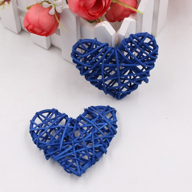5 ชิ้น 6 เซนติเมตรฟางประดิษฐ์ DIY ตกแต่งหวายหัวใจคริสต์มาสตกแต่งบ้านเครื่องประดับ