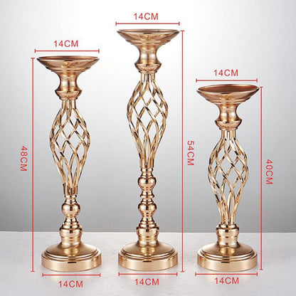 เชิงเทียนเหล็กดัดชุบทองหน้าต่างอุปกรณ์ประกอบฉากงานแต่งงานตกแต่ง, 40cm, 48cm, 54cm