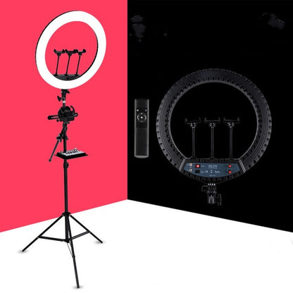 HQ-21N 21 นิ้ว 52.5 ซม. LED Ring Vlogging การถ่ายภาพชุดไฟวิดีโอพร้อมรีโมทคอนโทรลและที่หนีบโทรศัพท์และ 2.1 ม. ขาตั้งกล้อง, ปลั๊ก EU, 21 inch