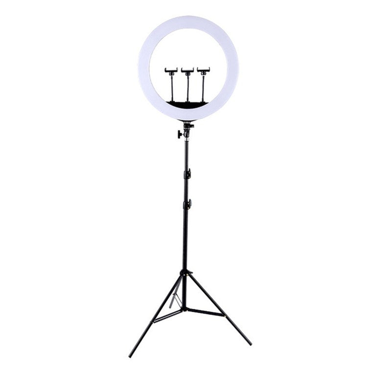 HQ-21N 21 นิ้ว 52.5 ซม. LED Ring Vlogging การถ่ายภาพชุดไฟวิดีโอพร้อมรีโมทคอนโทรลและที่หนีบโทรศัพท์และ 2.1 ม. ขาตั้งกล้อง, ปลั๊ก EU, 21 inch
