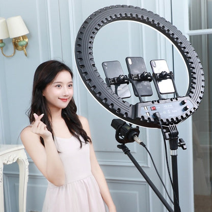 HQ-21N 21 นิ้ว 52.5 ซม. LED Ring Vlogging การถ่ายภาพชุดไฟวิดีโอพร้อมรีโมทคอนโทรลและที่หนีบโทรศัพท์และ 2.1 ม. ขาตั้งกล้อง, ปลั๊ก EU, 21 inch