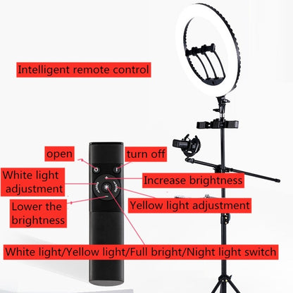 HQ-21N 21 นิ้ว 52.5 ซม. LED Ring Vlogging การถ่ายภาพชุดไฟวิดีโอพร้อมรีโมทคอนโทรลและที่หนีบโทรศัพท์และ 2.1 ม. ขาตั้งกล้อง, ปลั๊ก EU, 21 inch