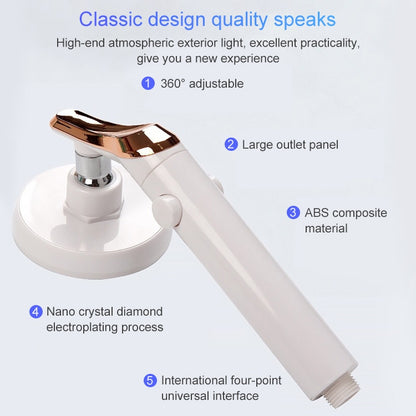 หัวฝักบัวสายอ่อนแบบใช้มือหยุดน้ำแบบใช้แรงดันสากล, White Color Gold