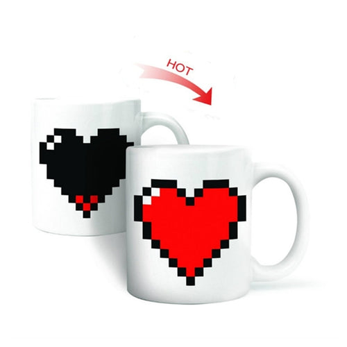 Creative Heart Magic ถ้วยเปลี่ยนสีเปลี่ยนสี Chameleon แก้วความร้อนกาแฟชาถ้วยนม, Color Changing Cup