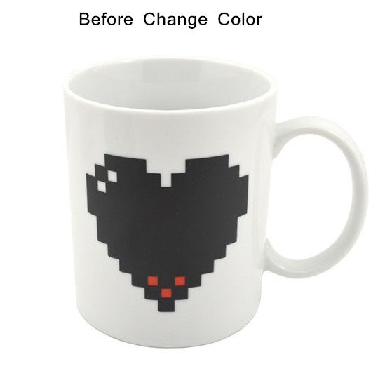 Creative Heart Magic ถ้วยเปลี่ยนสีเปลี่ยนสี Chameleon แก้วความร้อนกาแฟชาถ้วยนม, Color Changing Cup