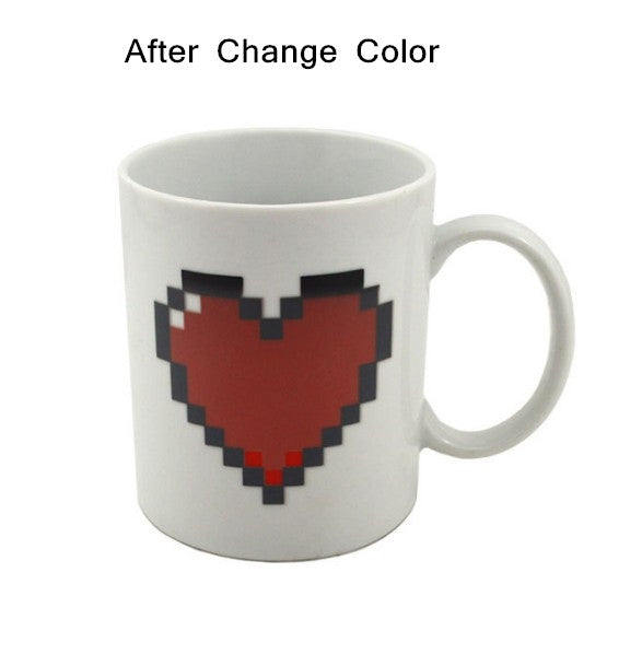 Creative Heart Magic ถ้วยเปลี่ยนสีเปลี่ยนสี Chameleon แก้วความร้อนกาแฟชาถ้วยนม, Color Changing Cup