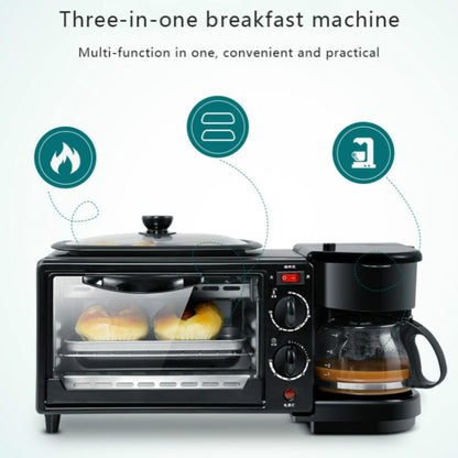 3 in 1 ไฟฟ้าอาหารเช้าเครื่องมัลติฟังก์ชั่เครื่องชงกาแฟ + กระทะ + มินิเตาอบในครัวเรือนขนมปังเตาอบพิซซ่า, 3 in 1 Multifunction Coffee Maker