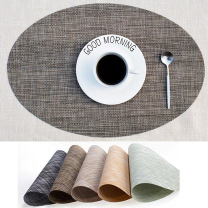 PVC รูปไข่โต๊ะรับประทานอาหารเสื่อความร้อนฉนวนกันความร้อน Non-SLIP Placemats แผ่นดิสก์ชามบนโต๊ะอาหาร Pads