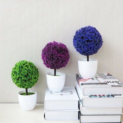 เดสก์ท็อปจำลองพืช MINI Grass Ball บอนไซตกแต่งดอกไม้พลาสติก Cherry Blossom Snowball ประดิษฐ์ดอกไม้