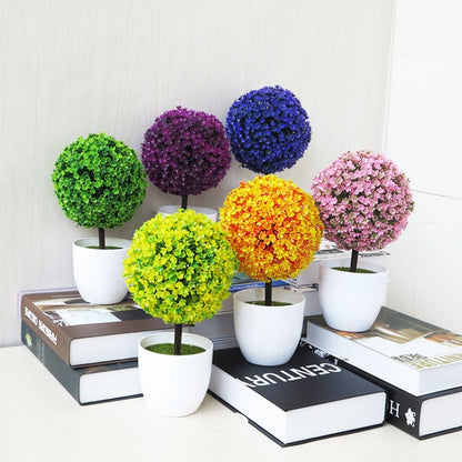 เดสก์ท็อปจำลองพืช MINI Grass Ball บอนไซตกแต่งดอกไม้พลาสติก Cherry Blossom Snowball ประดิษฐ์ดอกไม้
