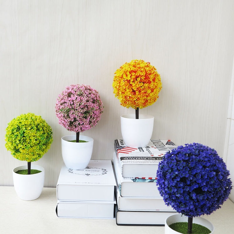 เดสก์ท็อปจำลองพืช MINI Grass Ball บอนไซตกแต่งดอกไม้พลาสติก Cherry Blossom Snowball ประดิษฐ์ดอกไม้