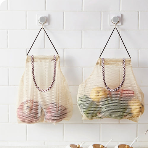 2 PCS Creative KITCHEN ผักหัวหอมมันฝรั่งเก็บแขวนกระเป๋า Hollow Breathable ตาข่ายกระเป๋าครัวกระเทียมขิงตาข่ายกระเป๋า, Mesh Storage Bag