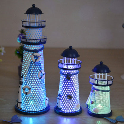 Creative ตกแต่ง Wrought Iron Flash Tower LED Night Light, Small 14cm, Medium 19cm, Large 30cm