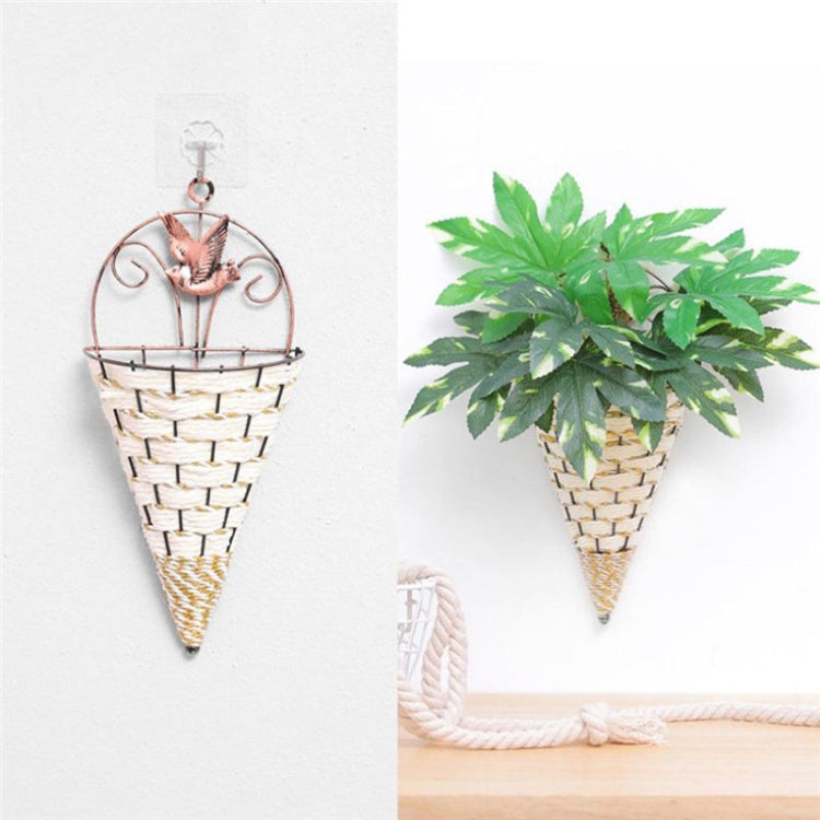 ผนังหวายแขวนแจกันหวายตะกร้าตกแต่งฟาร์ม, การจัดส่งสีสุ่ม, Hanging Rttan Vase