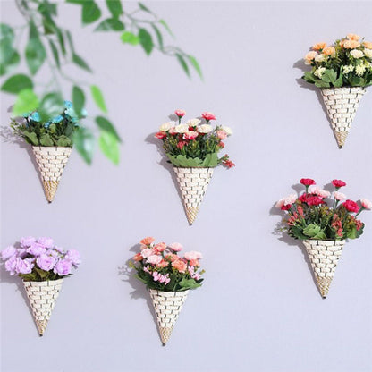 ผนังหวายแขวนแจกันหวายตะกร้าตกแต่งฟาร์ม, การจัดส่งสีสุ่ม, Hanging Rttan Vase