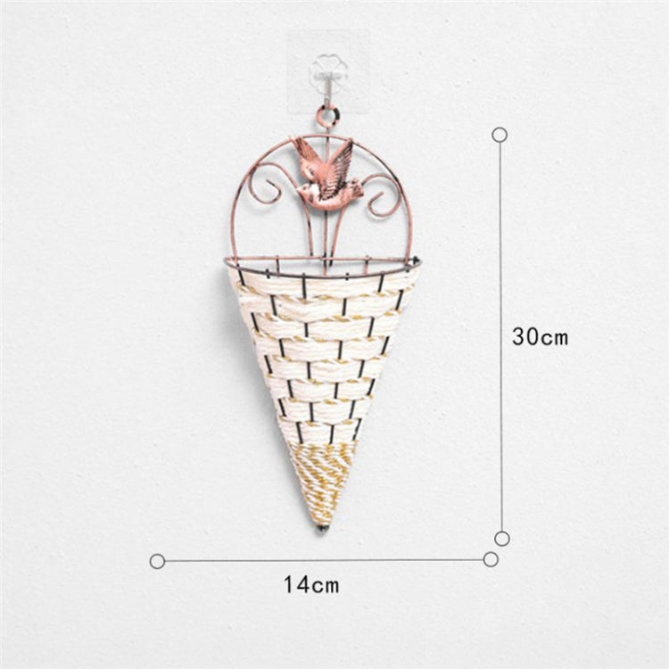 ผนังหวายแขวนแจกันหวายตะกร้าตกแต่งฟาร์ม, การจัดส่งสีสุ่ม, Hanging Rttan Vase