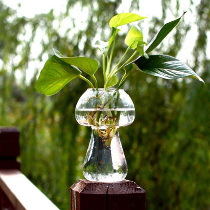 เห็ดรูปแจกันแก้ว Terrarium ขวดคอนเทนเนอร์ดอกไม้ตกแต่งบ้าน