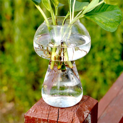 เห็ดรูปแจกันแก้ว Terrarium ขวดคอนเทนเนอร์ดอกไม้ตกแต่งบ้าน