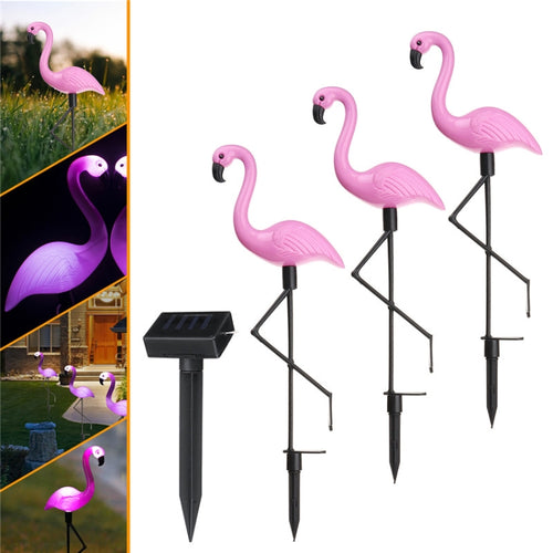 3 in 1 กันน้ำพลังงานแสงอาทิตย์ Flamingo ไฟสนามหญ้า LED สวนภูมิทัศน์ไฟโคมไฟกลางคืน