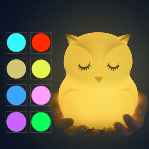 นกฮูกน่ารักการ์ตูนที่มีสีสันโคมไฟ LED ซิลิโคน night light ของเล่นเด็กโคมไฟตกแต่งห้องนอน USB ชาร์จไฟ