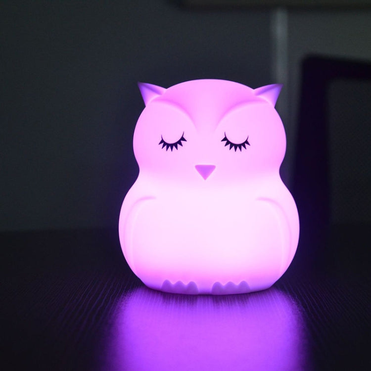 นกฮูกน่ารักการ์ตูนที่มีสีสันโคมไฟ LED ซิลิโคน night light ของเล่นเด็กโคมไฟตกแต่งห้องนอน USB ชาร์จไฟ
