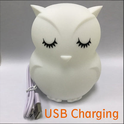 นกฮูกน่ารักการ์ตูนที่มีสีสันโคมไฟ LED ซิลิโคน night light ของเล่นเด็กโคมไฟตกแต่งห้องนอน USB ชาร์จไฟ