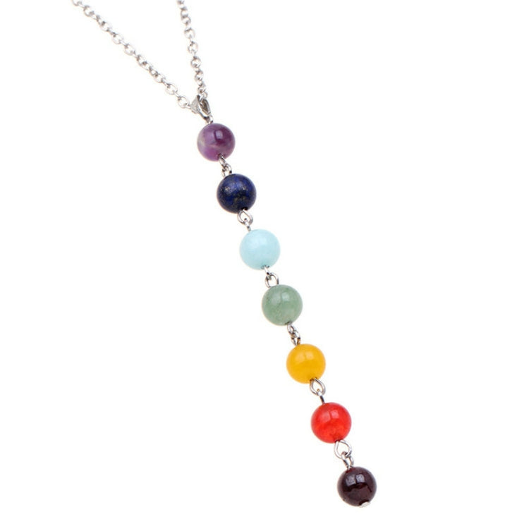 7 สีลูกปัดหินธรรมชาติจี้สร้อยคอผู้หญิงโยคะ Reiki Healing Balancing สร้อยคอ Charms เครื่องประดับ