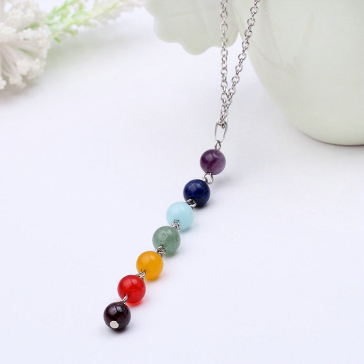 7 สีลูกปัดหินธรรมชาติจี้สร้อยคอผู้หญิงโยคะ Reiki Healing Balancing สร้อยคอ Charms เครื่องประดับ