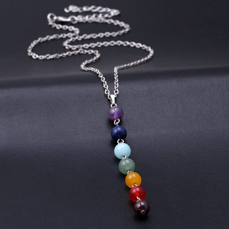 7 สีลูกปัดหินธรรมชาติจี้สร้อยคอผู้หญิงโยคะ Reiki Healing Balancing สร้อยคอ Charms เครื่องประดับ