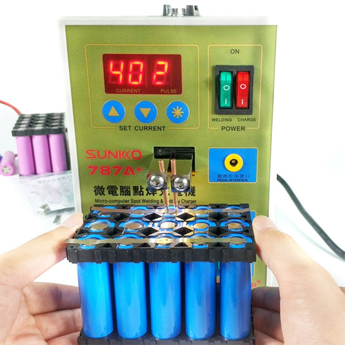 SUKKO LED Pulse Battery Spot Welder + Spot Welding Machine ไมโครคอมพิวเตอร์ เชื่อมไมโคร พร้อมไฟ LED+แคลมป์แบตเตอรี่, ปลั๊ก EU 220V