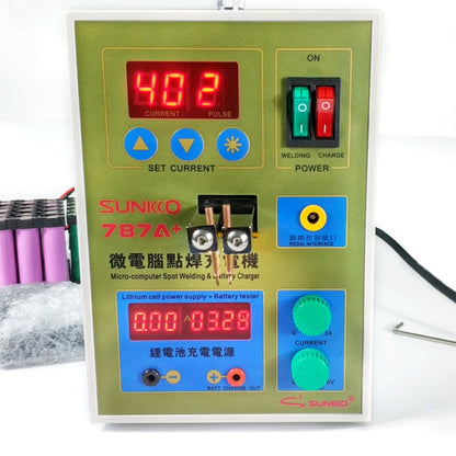 SUKKO LED Pulse Battery Spot Welder + Spot Welding Machine ไมโครคอมพิวเตอร์ เชื่อมไมโคร พร้อมไฟ LED+แคลมป์แบตเตอรี่, ปลั๊ก EU 220V