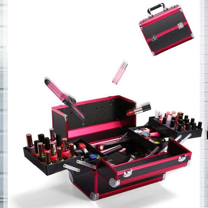 กล่องแต่งหน้ามืออาชีพร้านเสริมสวยแต่งเล็บกล่องเครื่องมือ, Magic Red, Coral Powder, Elegant Black, Noble Powder, Oversized Black, Oversized Pink