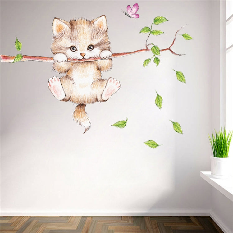 แมวน่ารัก Twig อนุบาลสภาพแวดล้อมเค้าโครงผนังตกแต่งผนังสติกเกอร์, Cute Cat