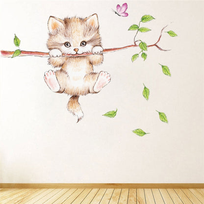 แมวน่ารัก Twig อนุบาลสภาพแวดล้อมเค้าโครงผนังตกแต่งผนังสติกเกอร์, Cute Cat