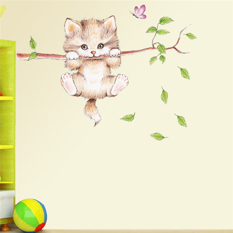 แมวน่ารัก Twig อนุบาลสภาพแวดล้อมเค้าโครงผนังตกแต่งผนังสติกเกอร์, Cute Cat