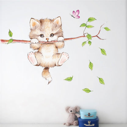 แมวน่ารัก Twig อนุบาลสภาพแวดล้อมเค้าโครงผนังตกแต่งผนังสติกเกอร์, Cute Cat