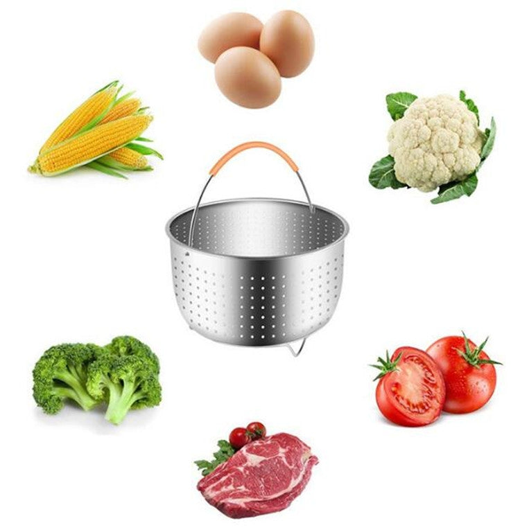 สแตนเลสตะกร้านึ่ง Plug-in ซิลิโคนหม้อความดัน Steamer Kitchen Cooker อุปกรณ์เสริม, 3 Quarts, 6 Quarts, 8 Quarts