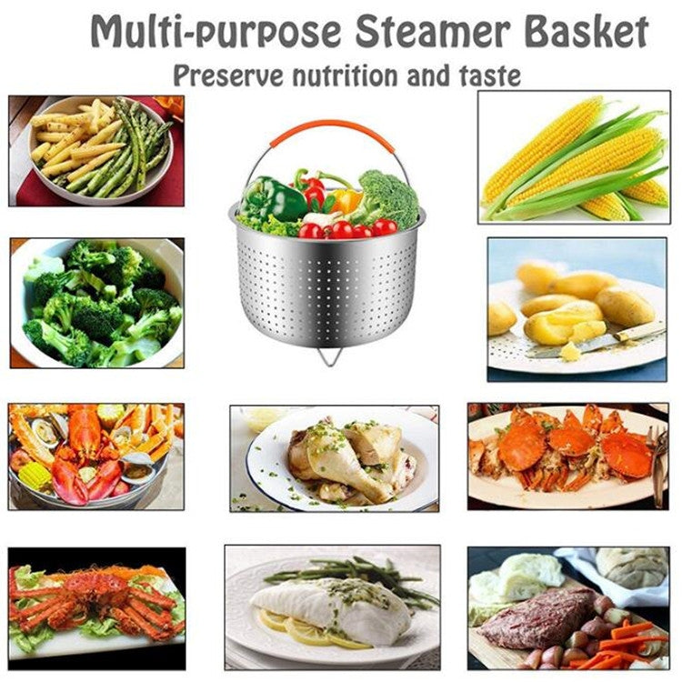 สแตนเลสตะกร้านึ่ง Plug-in ซิลิโคนหม้อความดัน Steamer Kitchen Cooker อุปกรณ์เสริม, 3 Quarts, 6 Quarts, 8 Quarts