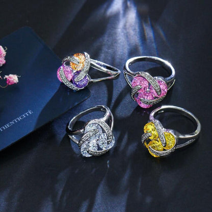 แฟชั่นCubic Zirconia Knotต่างหูสร้อยคอแหวนชุดสำหรับผู้หญิง, 7, 9, 6, 8