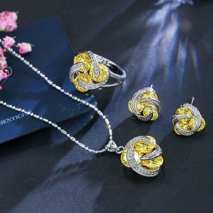 แฟชั่นCubic Zirconia Knotต่างหูสร้อยคอแหวนชุดสำหรับผู้หญิง, 7, 9, 6, 8
