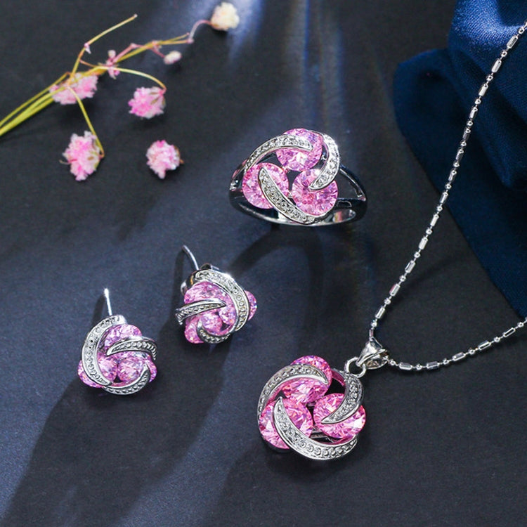 แฟชั่นCubic Zirconia Knotต่างหูสร้อยคอแหวนชุดสำหรับผู้หญิง, 7, 9, 6, 8