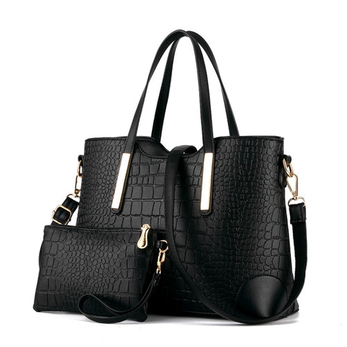 2 in 1 Vintage Messenger กระเป๋าสะพายกระเป๋าถือผู้หญิงลายจระเข้กระเป๋าคอมโพสิตหนังกระเป๋าสตางค์