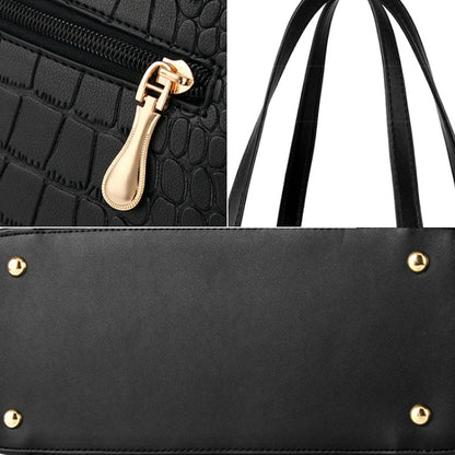 2 in 1 Vintage Messenger กระเป๋าสะพายกระเป๋าถือผู้หญิงลายจระเข้กระเป๋าคอมโพสิตหนังกระเป๋าสตางค์