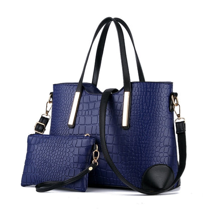 2 in 1 Vintage Messenger กระเป๋าสะพายกระเป๋าถือผู้หญิงลายจระเข้กระเป๋าคอมโพสิตหนังกระเป๋าสตางค์