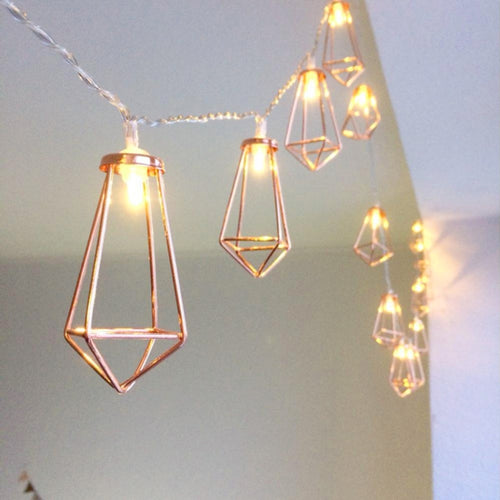 1.5m 10 LEDs Retro Iron Metal Diamond ของตกแต่งบ้าน LED Fairy String Light